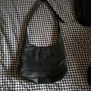 Black Snake Embossed Shoulder Bag